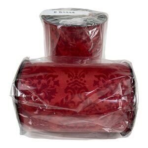 D Stevens Fine Wired Ribbon Red Flocked Damask  5” X 10yd NIP Christmas 2 Rolls